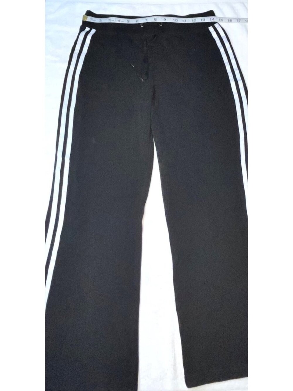 Black GW Sport Track Pants With White Stripes Large Flare Leg